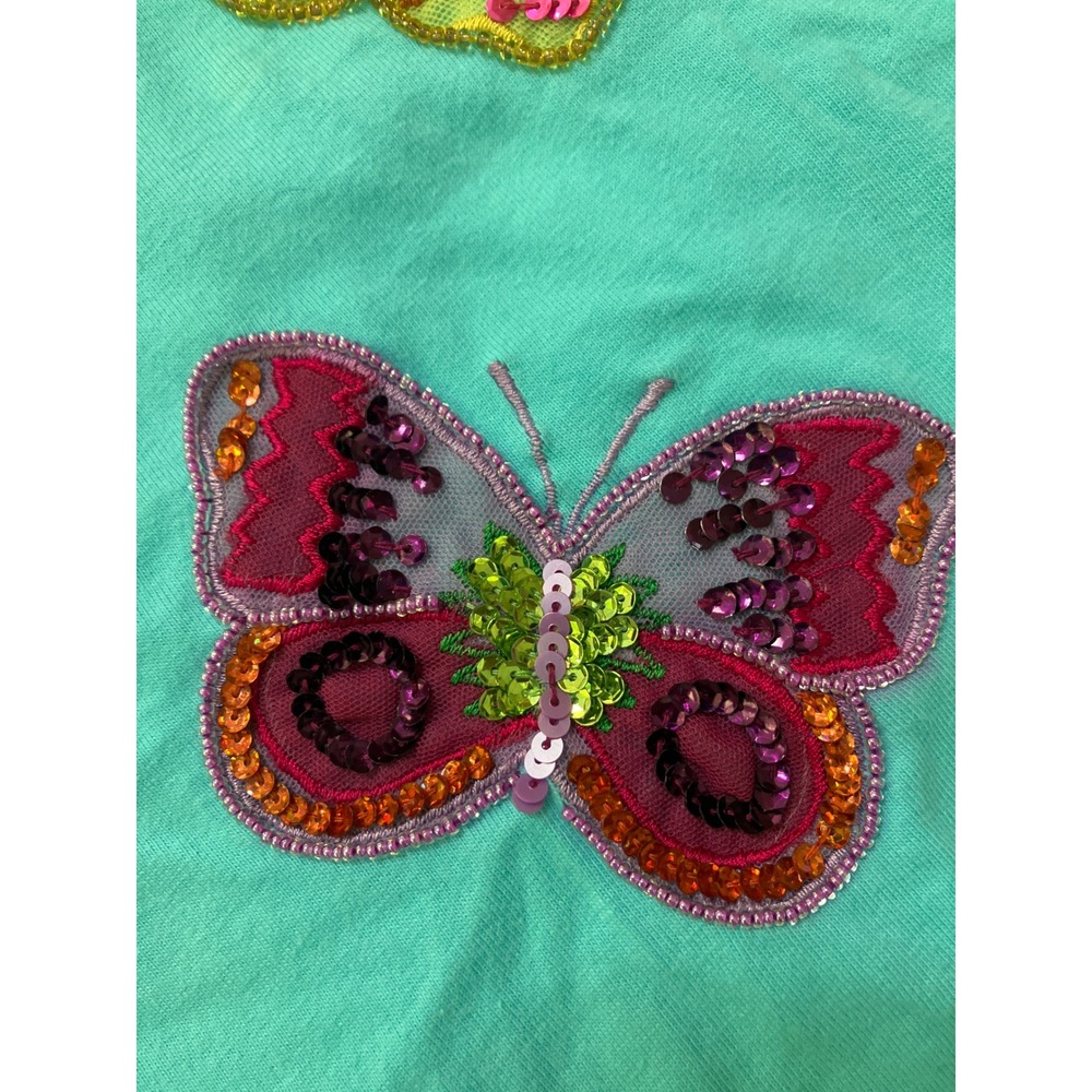 Michael Simon Event Womens Butterfly Cardigan Sequin Embellished Top XL Blue - Picture 5 of 8